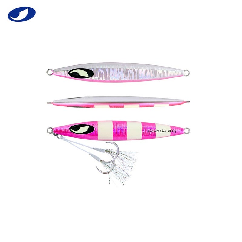 OCEAN CAT Slow Pitch Jig Flat Fall Jigs Saltwater Fishing Jig Vertical Baits with Glow Jig Hooks 60g/80g/150g/200g/250g 240lb (#010: Pink, 200g) - Image 5